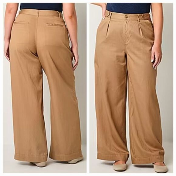 A New Approach A.N.A High Rise Wide Leg Khaki Trouser Pant NWT Size 4 8 18 - Picture 4 of 4